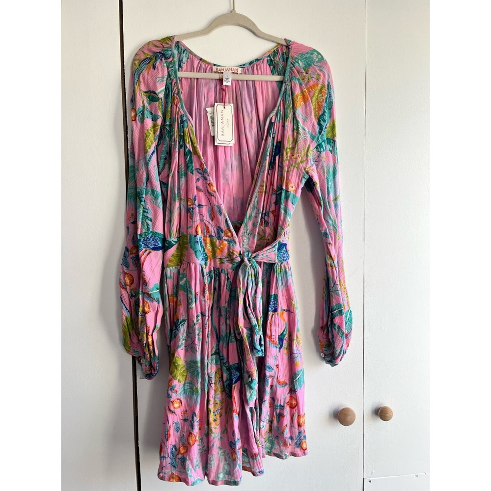 NWT Banjanan Bazaar mini pink tropical print dress size large - Picture 4 of 6
